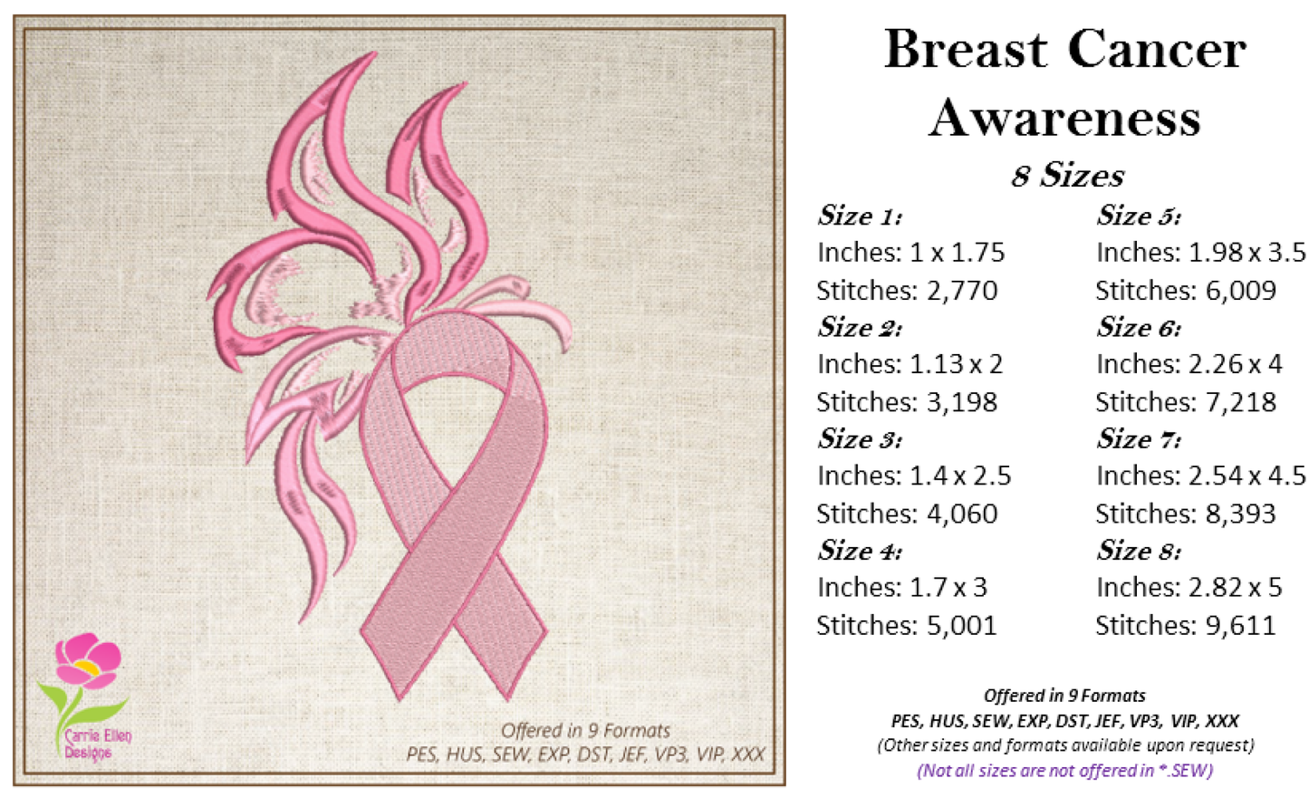 Breast Cancer Awareness Machine Embroidery, Teal Ovarian Cancer Ribbon Butterfly Embroidery, Pink Ribbon Butterfly Design, 8 Sizes (0363)