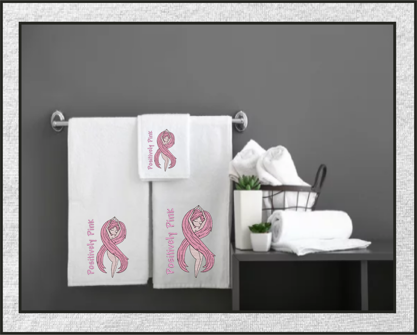 Breast Cancer Awareness Embroidery, Positively Pink Design, Pink Ribbon Embroidery, Cancer Ribbon Embroidery, 8 Sizes (0364)