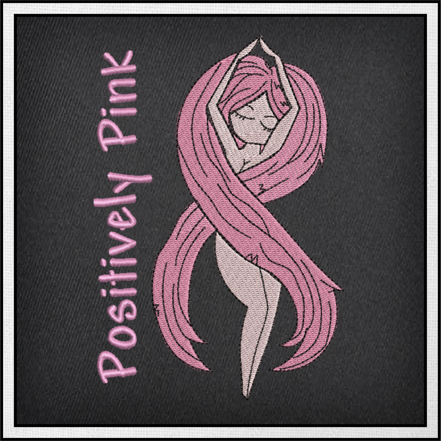 Breast Cancer Awareness Embroidery, Positively Pink Design, Pink Ribbon Embroidery, Cancer Ribbon Embroidery, 8 Sizes (0364)