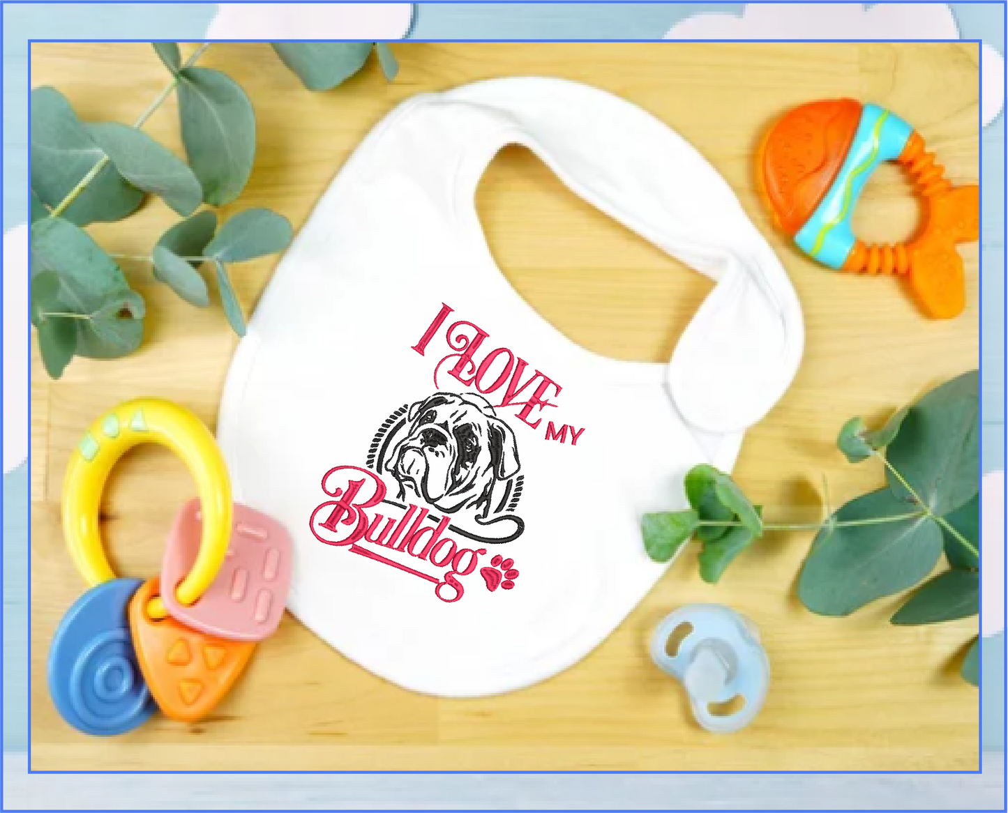 I Love My Bulldog Machine Embroidery Design, Dog Embroidery, Pet Dog Design, Animal Embroidery, 10 Sizes (0241)