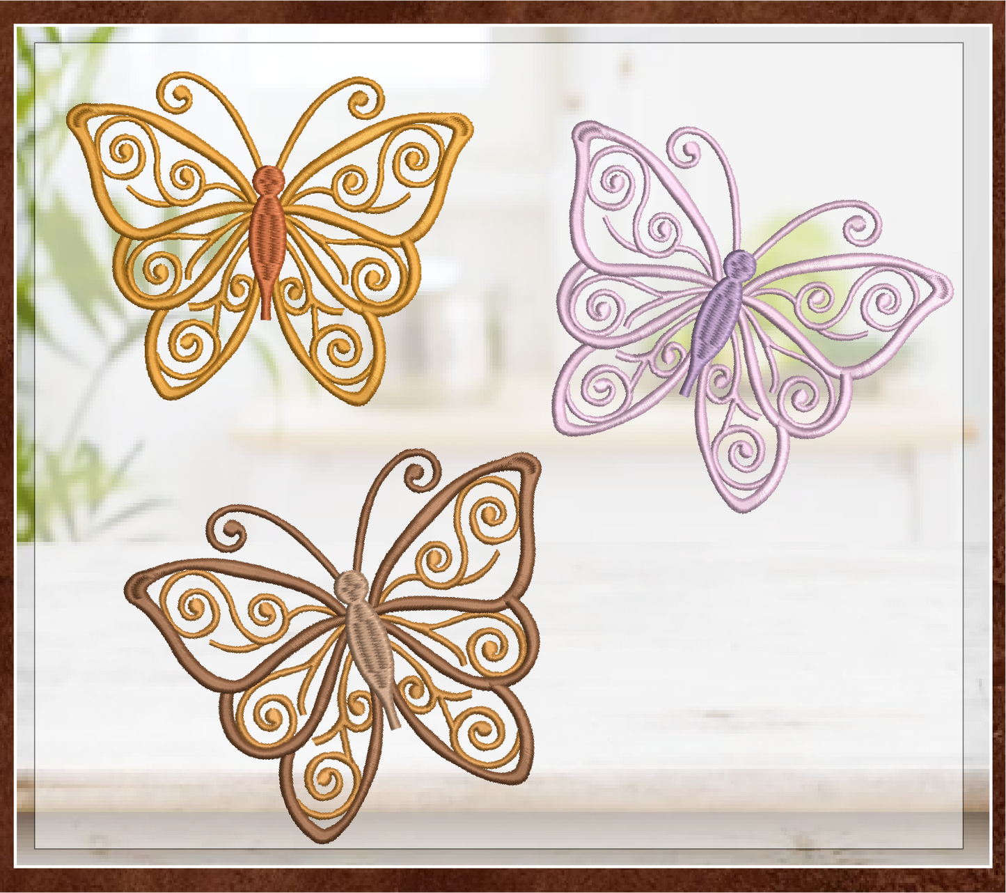Butterfly Machine Embroidery Design | Fancy Flourish Monarch Butterflies | Garden Insect Embroidery | 6 Sizes (0716)
