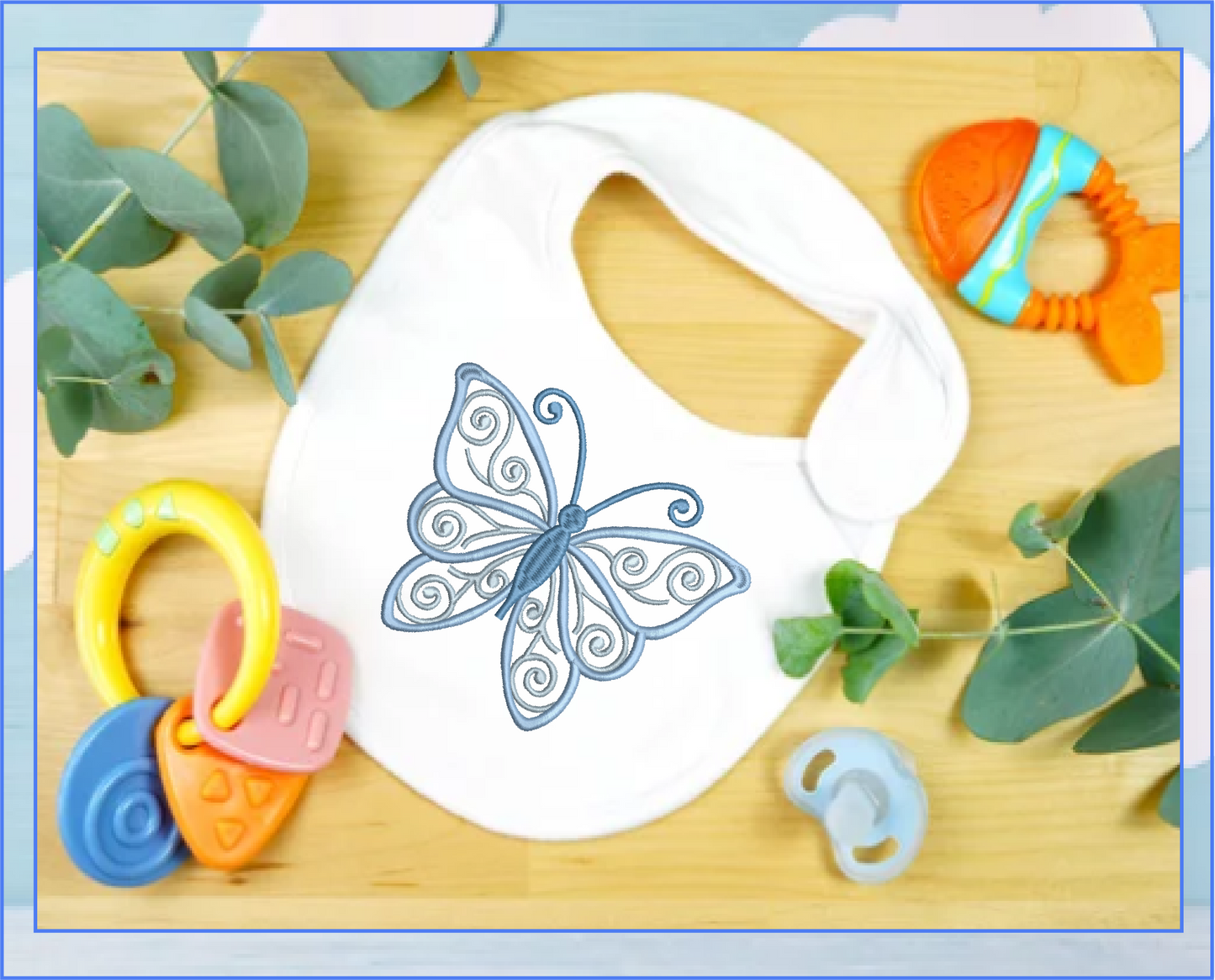 Butterfly Machine Embroidery Design | Fancy Flourish Monarch Butterflies | Garden Insect Embroidery | 6 Sizes (0716)