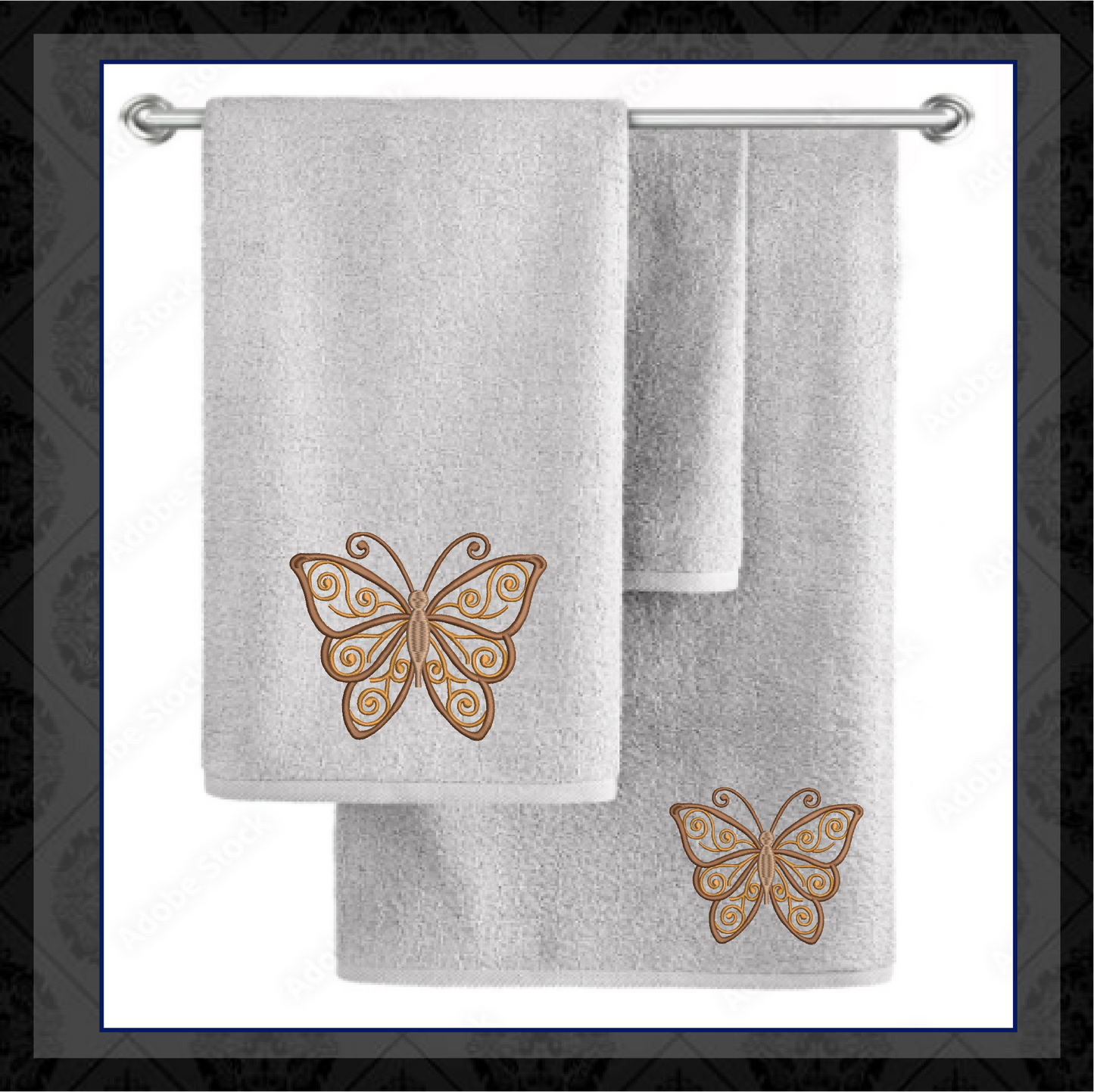 Butterfly Machine Embroidery Design | Fancy Flourish Monarch Butterflies | Garden Insect Embroidery | 6 Sizes (0716)
