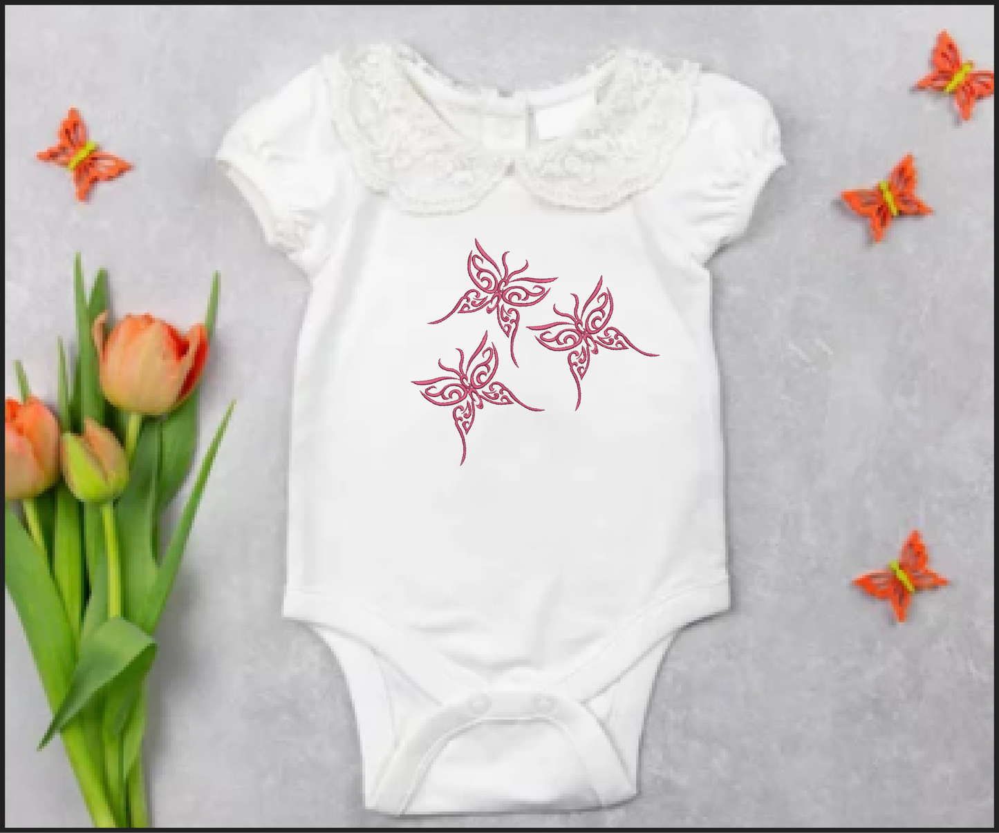 Butterfly Machine Embroidery Design | Fancy Flourish Monarch Butterflies | Garden Insect Embroidery | 6 Sizes (0717)