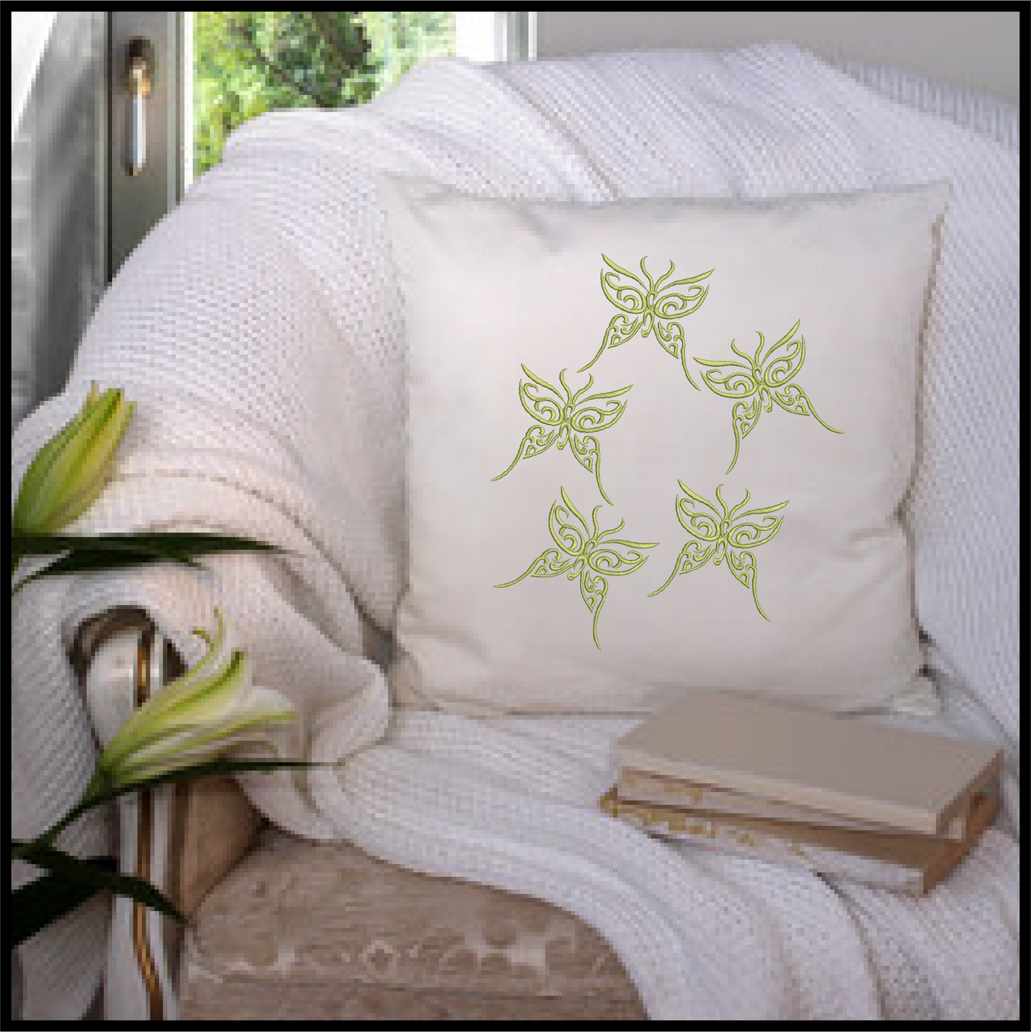 Butterfly Machine Embroidery Design | Fancy Flourish Monarch Butterflies | Garden Insect Embroidery | 6 Sizes (0717)