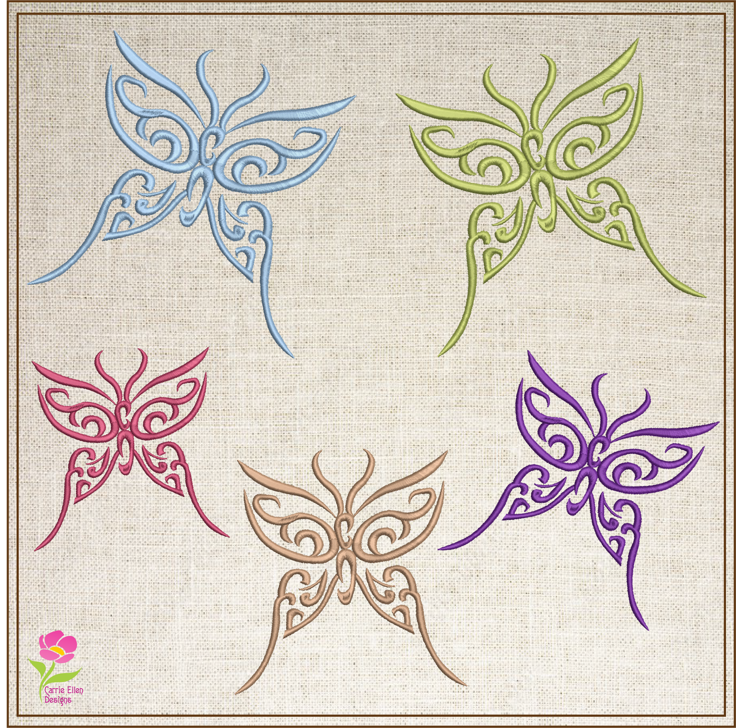 Butterfly Machine Embroidery Design | Fancy Flourish Monarch Butterflies | Garden Insect Embroidery | 6 Sizes (0717)