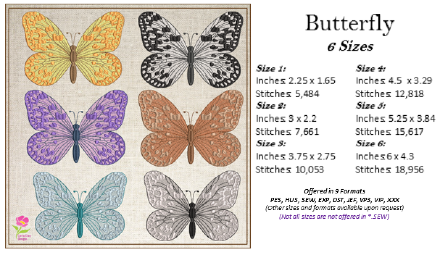 Butterfly Machine Embroidery Design | Monarch Butterflies | Garden Insect Embroidery | 6 Sizes (0718)