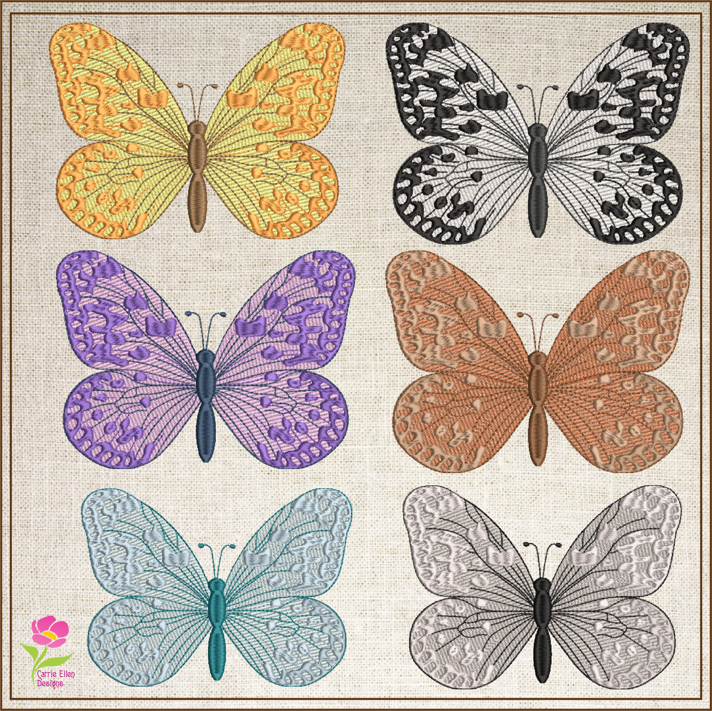 Butterfly Machine Embroidery Design | Monarch Butterflies | Garden Insect Embroidery | 6 Sizes (0718)