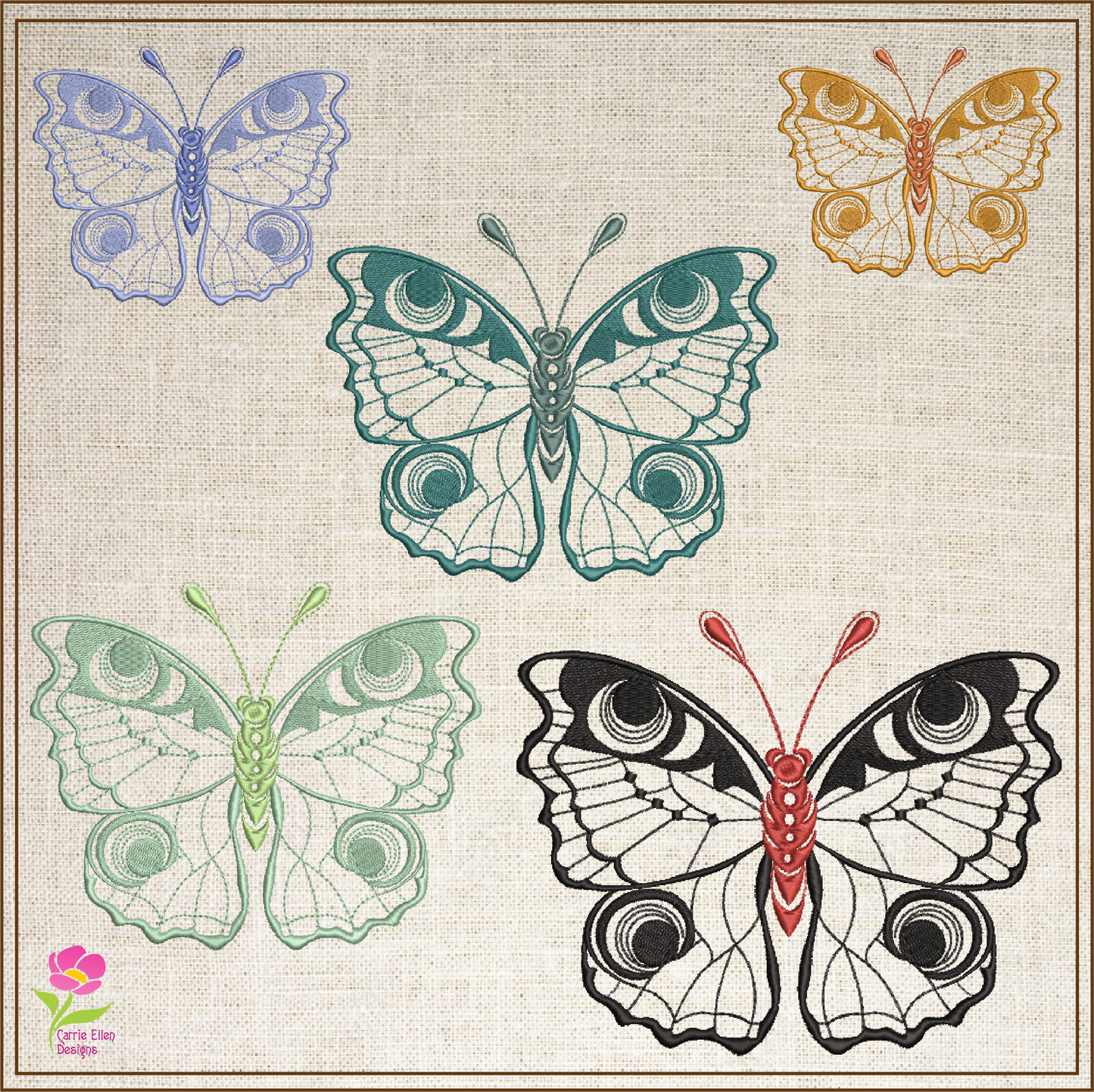 Butterfly Machine Embroidery Design | Monarch Butterflies | Garden Insect Embroidery | 6 Sizes (0728)