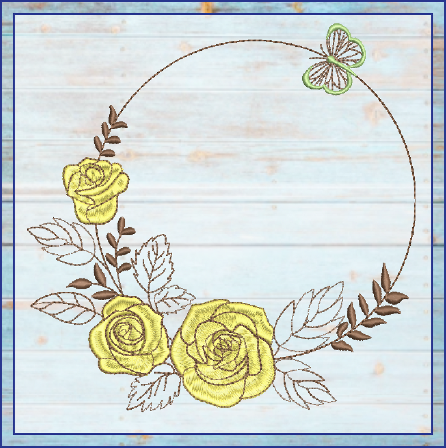 Butterfly Flower Wreath Machine Embroidery Design | Monogram Floral Frame Embroidery | Butterfly and Flowers Design Elements | 8 Sizes (0824)