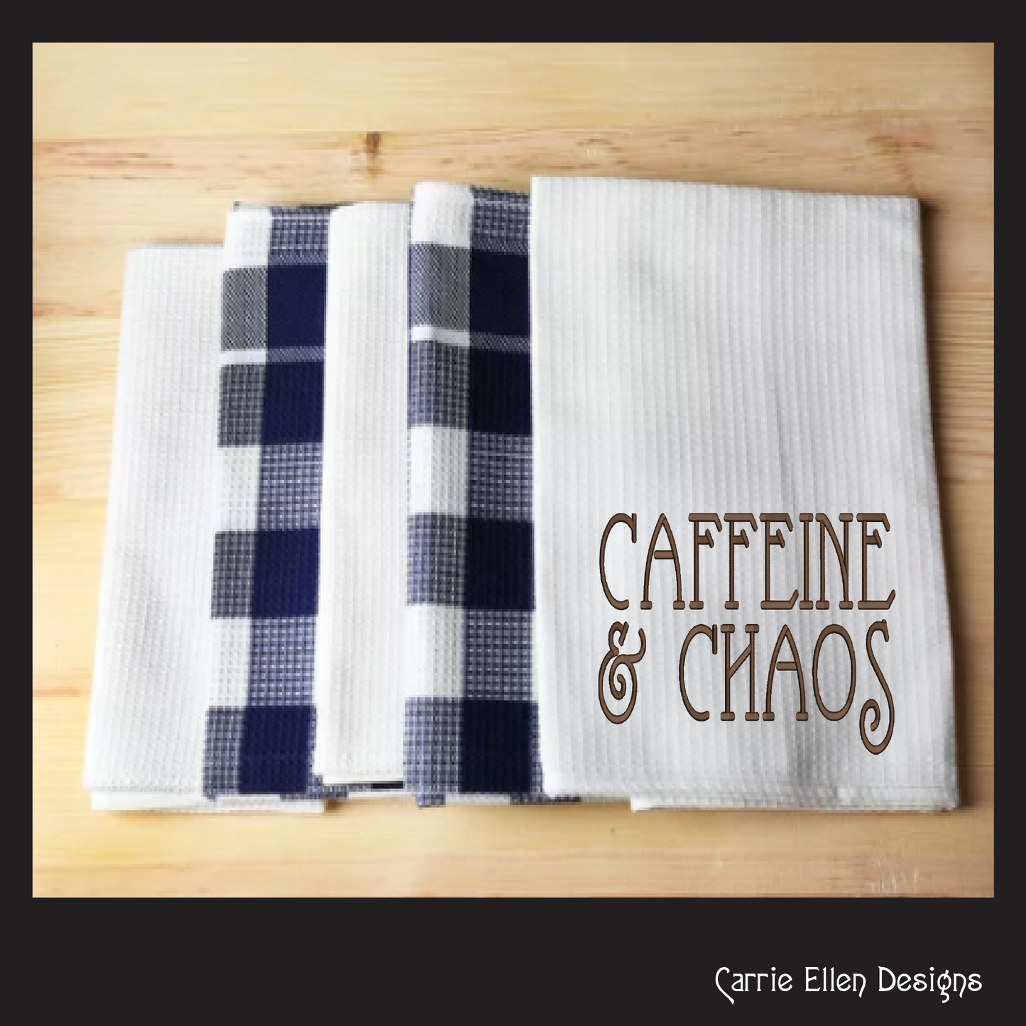 Caffeine and Chaos Machine Embroidery Saying, Funny Sayings and Quotes, Fun Coffee Saying Design, 6 Sizes (2235)