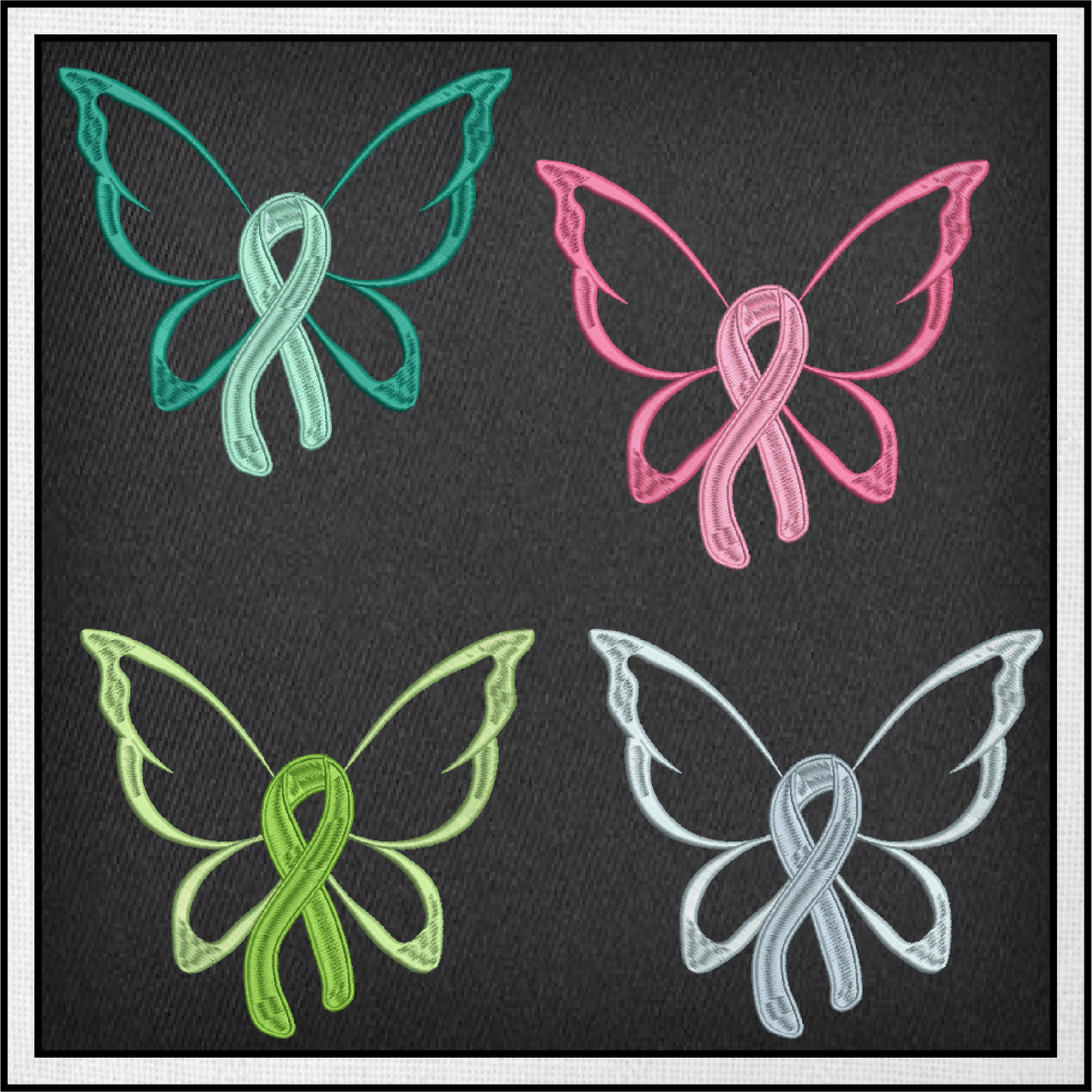 Cancer Awareness Machine Embroidery Design, Breast Cancer Embroidery, Cancer Butterfly Embroidery, Cancer Ribbon Embroidery, 8 Sizes (0365)
