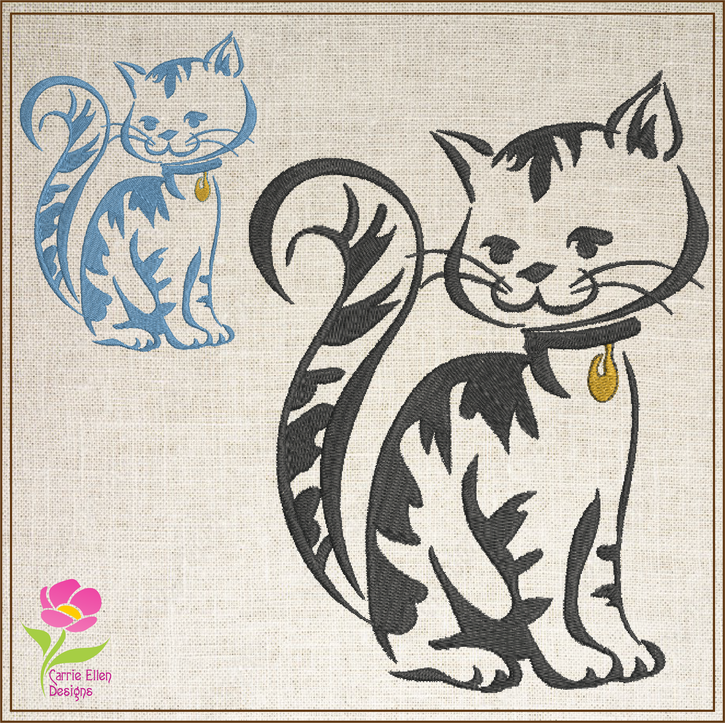 Cat Cartoon Profile Machine Embroidery Design, Cat Lover Embroidery Designs, Pet Embroidery Design, 8 Sizes (0341)