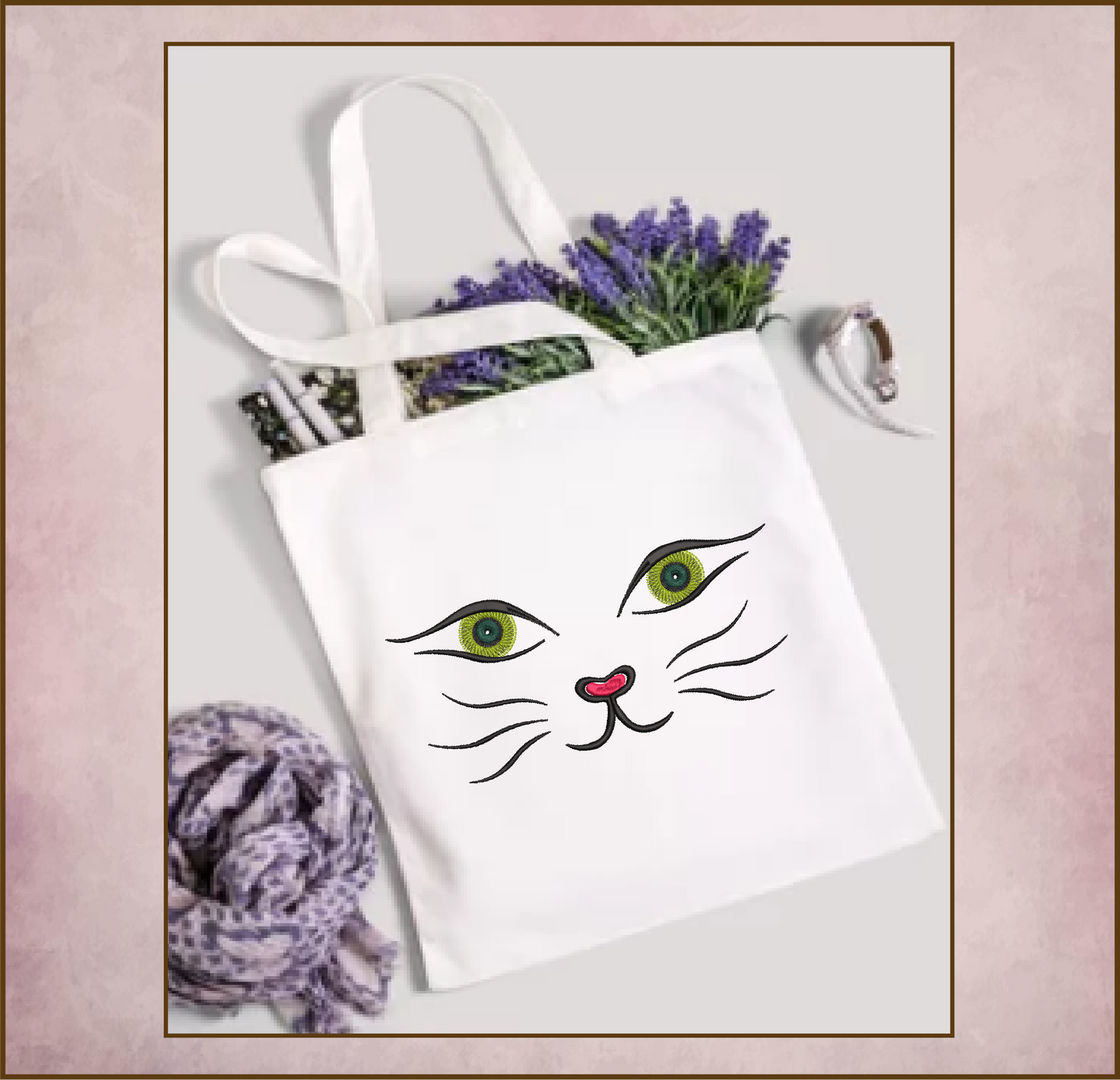 Cat Face Machine Embroidery Design, Pet Embroidery, Cute Cat Cartoon Design, 10 Sizes (0308)