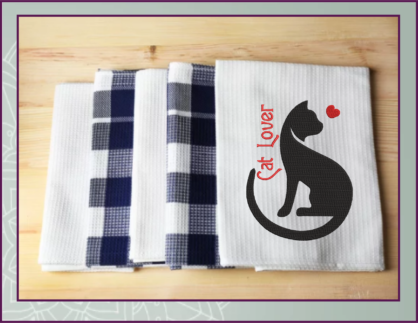 Cat Lover Machine Embroidery Design – Pet Cat Silhouette Embroidery Pattern, 8 Sizes (0483)