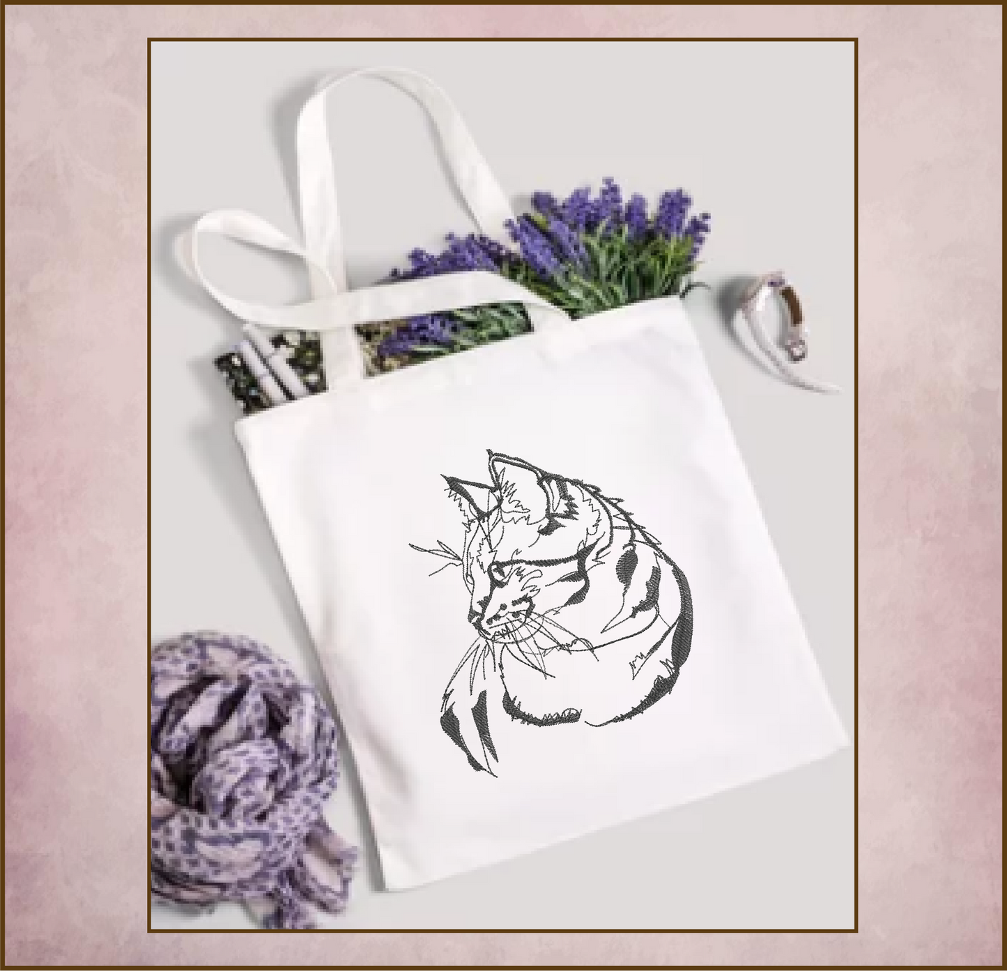 Cat Machine Embroidery Design Sketch, Cat Profile Embroidery Design, Cat Lover Embroidery Designs, Pet Embroidery Design, 8 Sizes (0340)