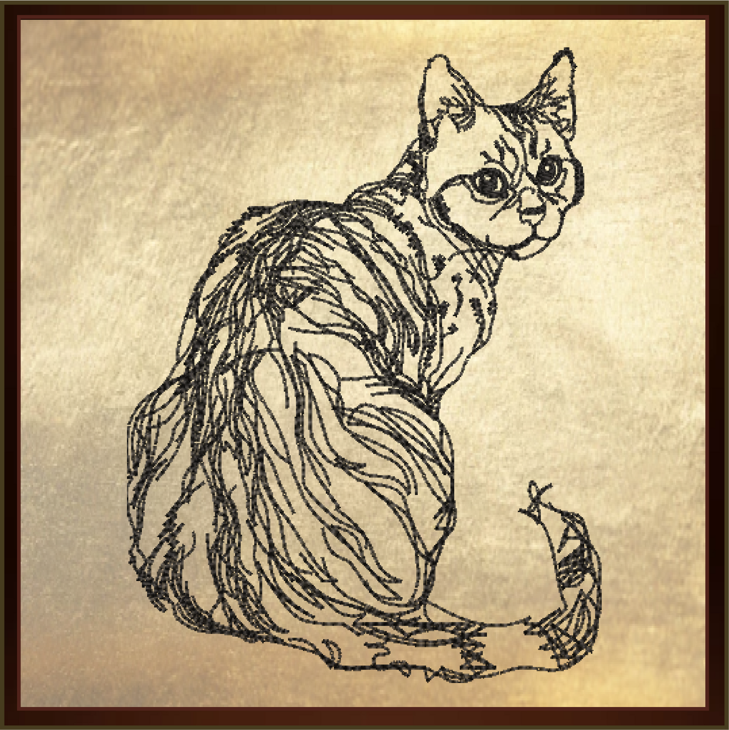Cat Sketch Machine Embroidery Design | Cat Lover Embroidery Pattern | Domestic Shorthair Cat Outline | Pet Embroidery Design, 4 Sizes (0498)