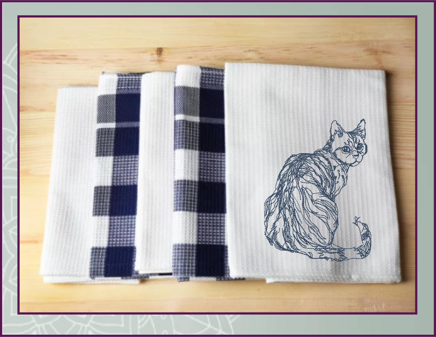 Cat Sketch Machine Embroidery Design | Cat Lover Embroidery Pattern | Domestic Shorthair Cat Outline | Pet Embroidery Design, 4 Sizes (0498)