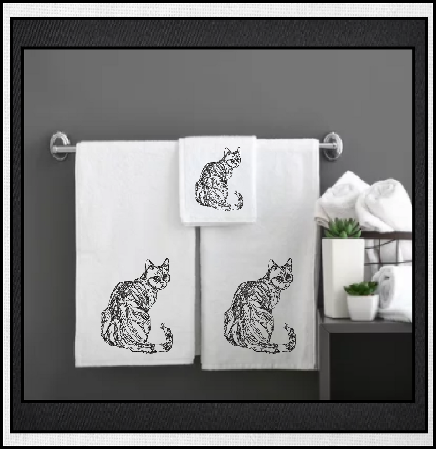 Cat Sketch Machine Embroidery Design | Cat Lover Embroidery Pattern | Domestic Shorthair Cat Outline | Pet Embroidery Design, 4 Sizes (0498)