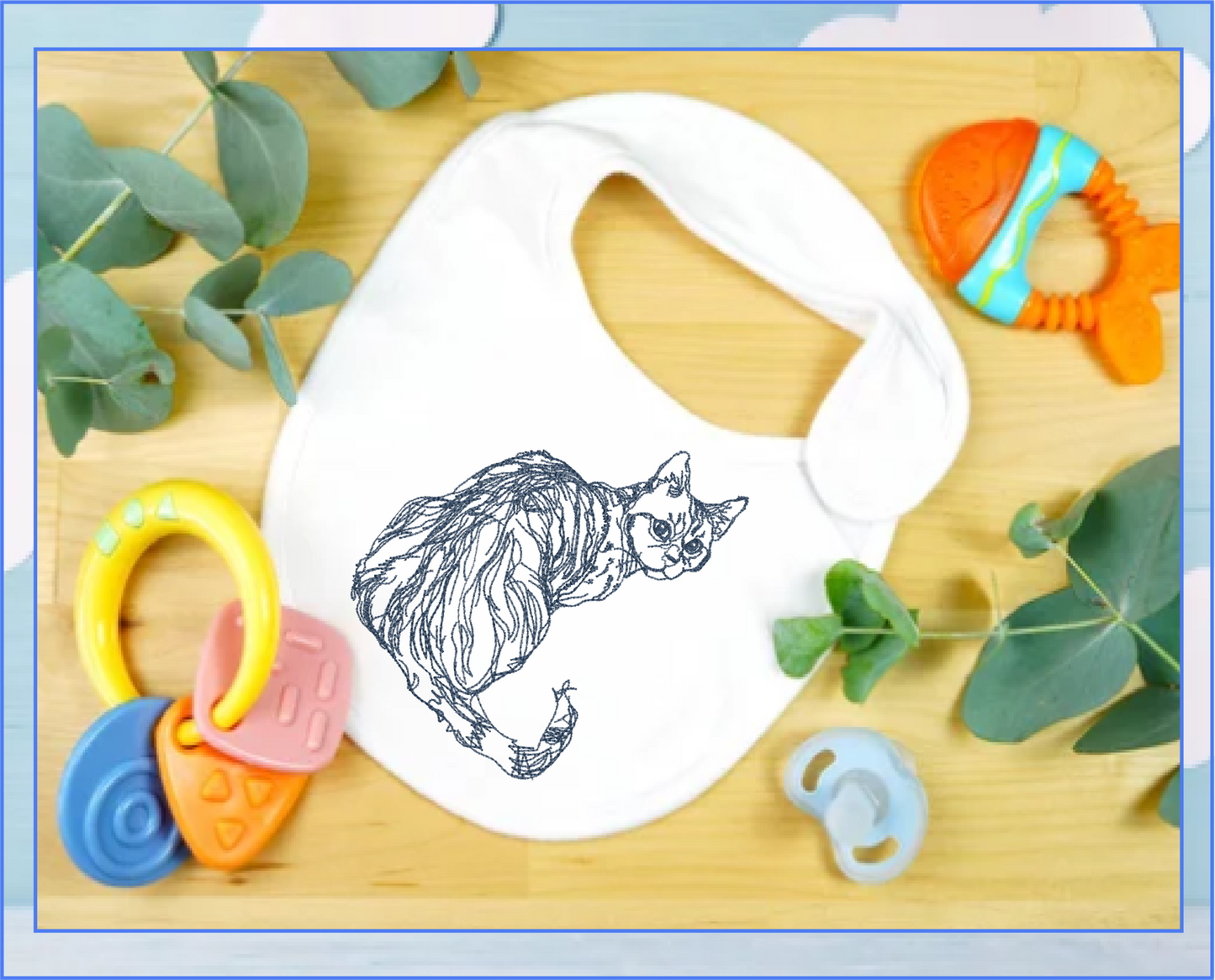 Cat Sketch Machine Embroidery Design | Cat Lover Embroidery Pattern | Domestic Shorthair Cat Outline | Pet Embroidery Design, 4 Sizes (0498)