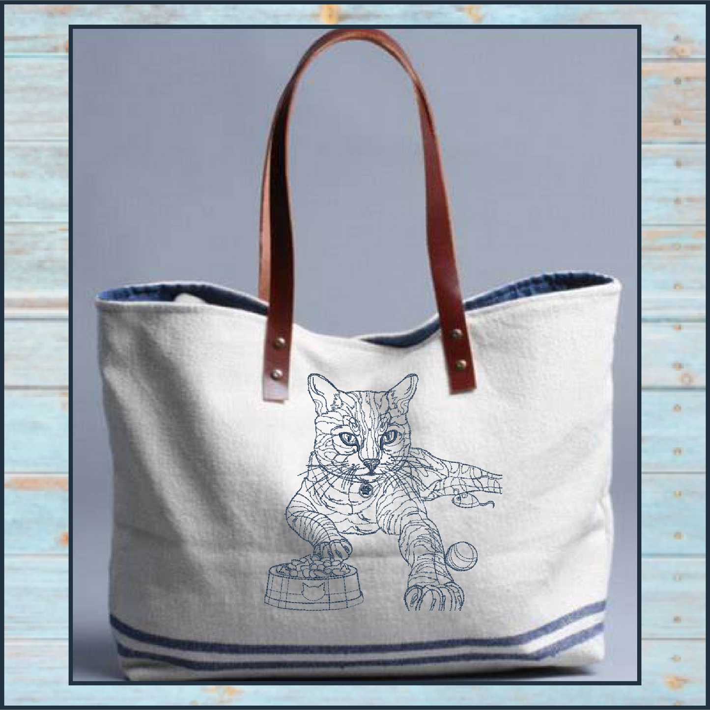 Cat Sketch Machine Embroidery Design | Cat with Food Bowl and Toys | Pet Lover Embroidery | 6 Sizes (0695)
