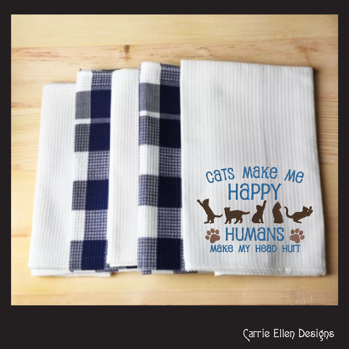 Cats Make Me Happy Machine Embroidery Design – Funny Cat Lover Saying – 6 Sizes (1545)