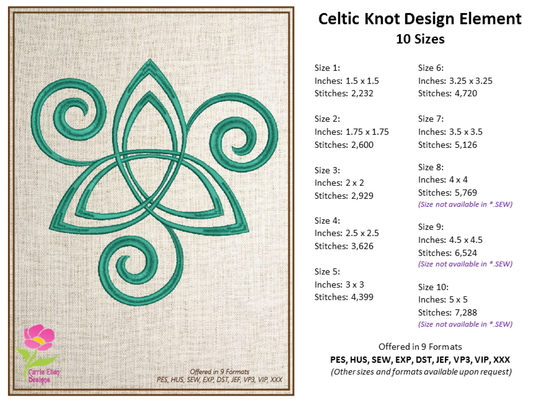 Celtic Knot Machine Embroidery Design Bundle | 6 Intricate Knot Designs | 10 Sizes Each | Timeless Celtic Patterns (0884)