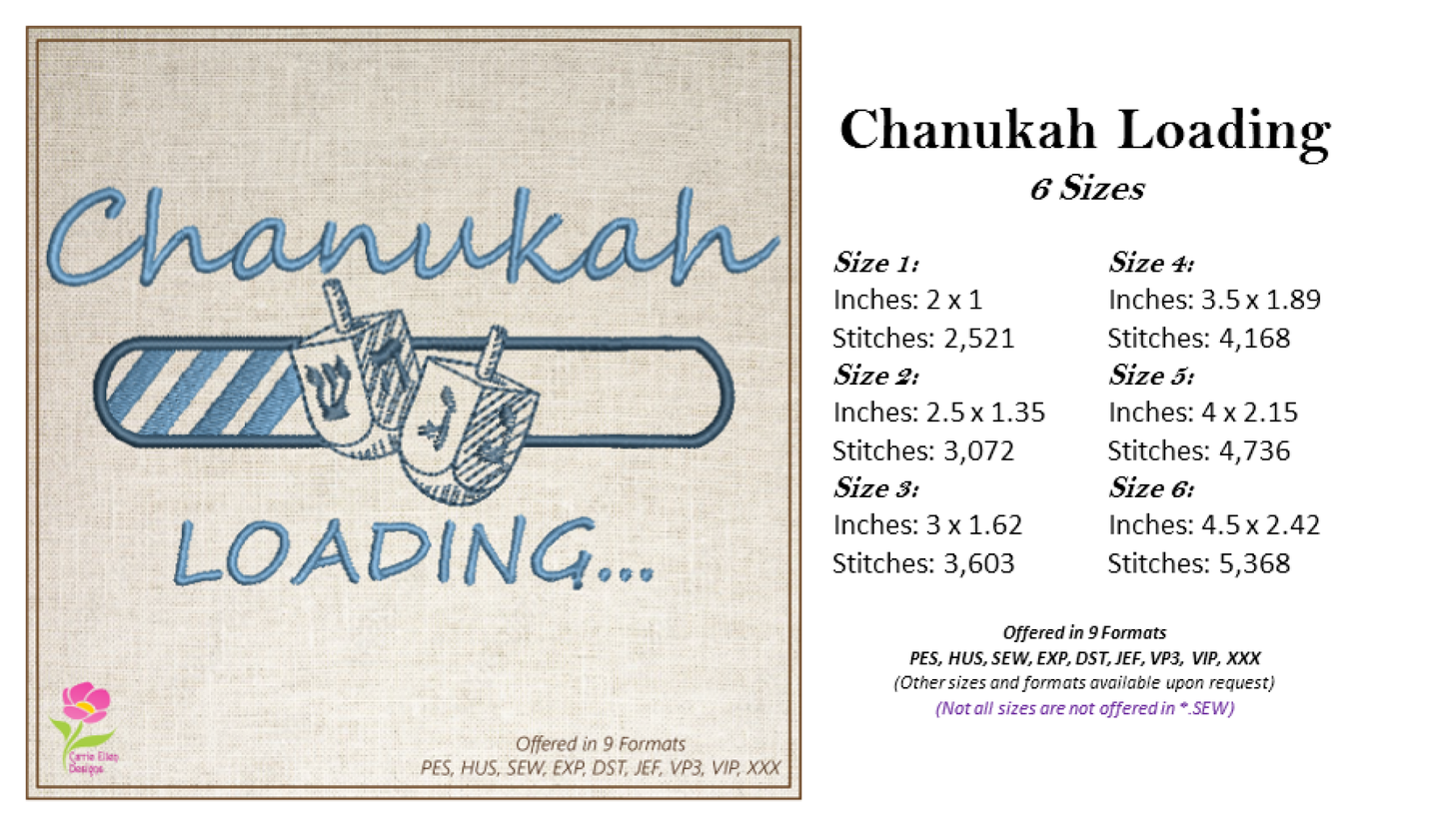 Chanukah Loading Bar Machine Embroidery Design – Dreidel Jewish Holiday Embroidery – 6 Sizes (0253)