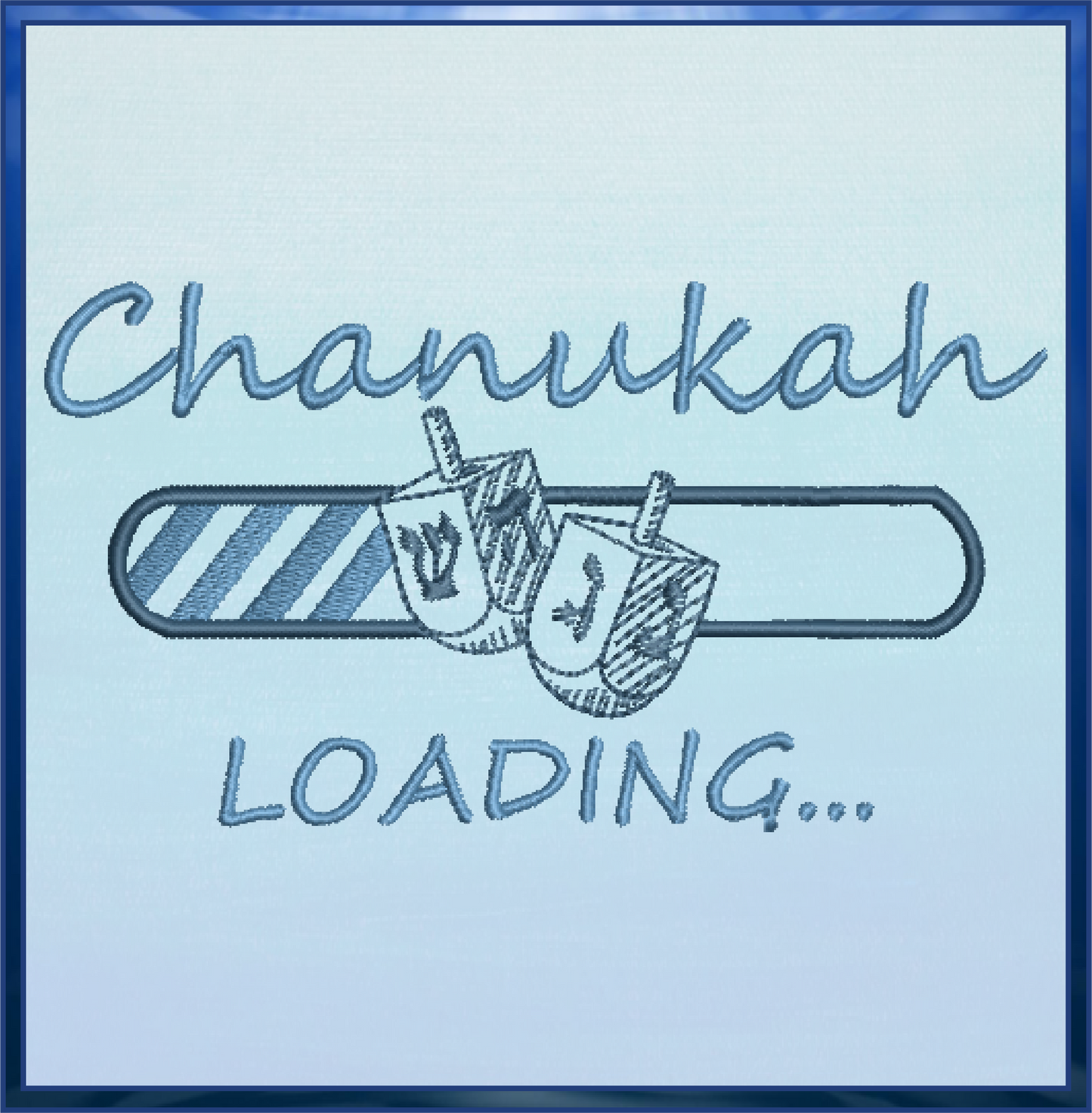 Chanukah Loading Bar Machine Embroidery Design – Dreidel Jewish Holiday Embroidery – 6 Sizes (0253)