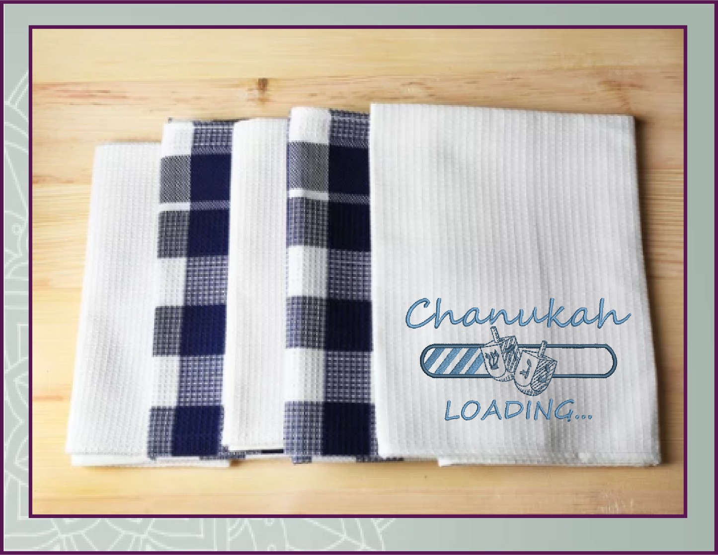 Chanukah Loading Bar Machine Embroidery Design – Dreidel Jewish Holiday Embroidery – 6 Sizes (0253)