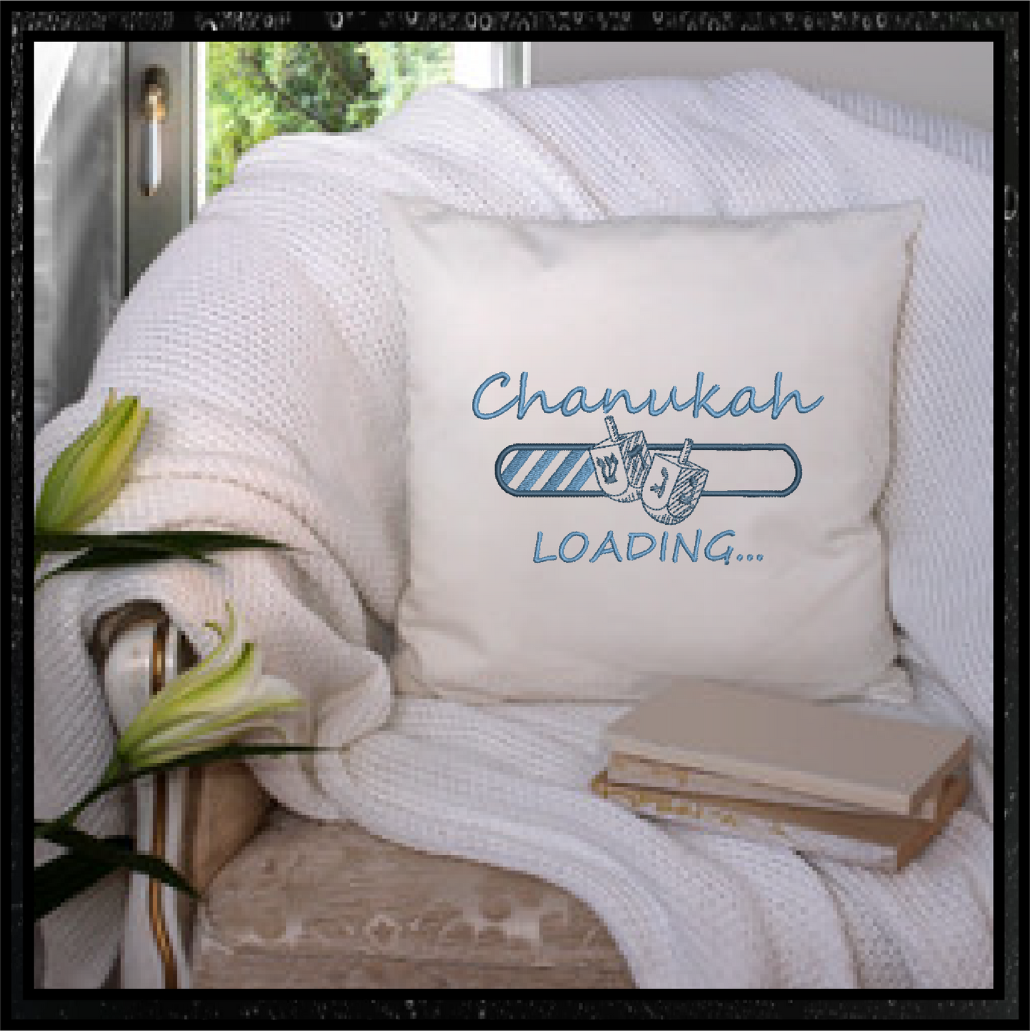 Chanukah Loading Bar Machine Embroidery Design – Dreidel Jewish Holiday Embroidery – 6 Sizes (0253)