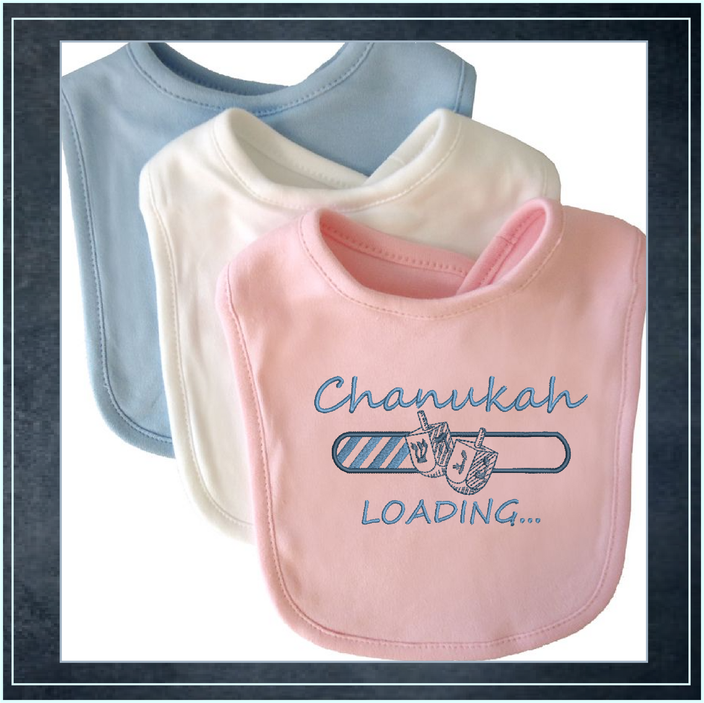 Chanukah Loading Bar Machine Embroidery Design – Dreidel Jewish Holiday Embroidery – 6 Sizes (0253)