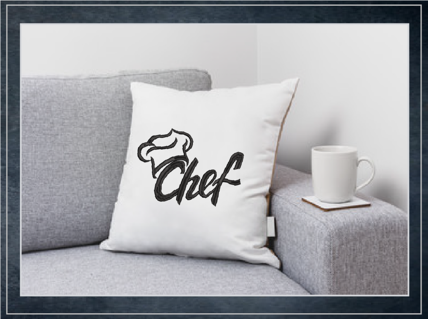 Chef Hat Machine Embroidery Design | Chef Hat Outline with Text | Kitchen & Culinary Embroidery | 6 Sizes (0630)