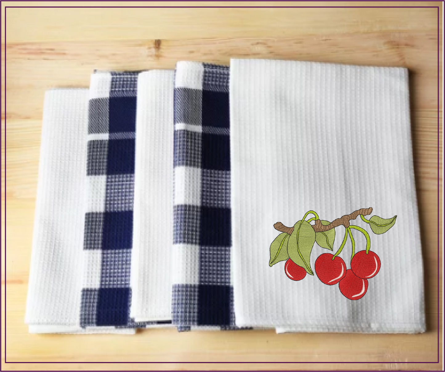 Cherries on the Branch Machine Embroidery Design | Summer Fruit Artistic Drawing | Fruit and Vegetables Design | 8 Sizes (0950)