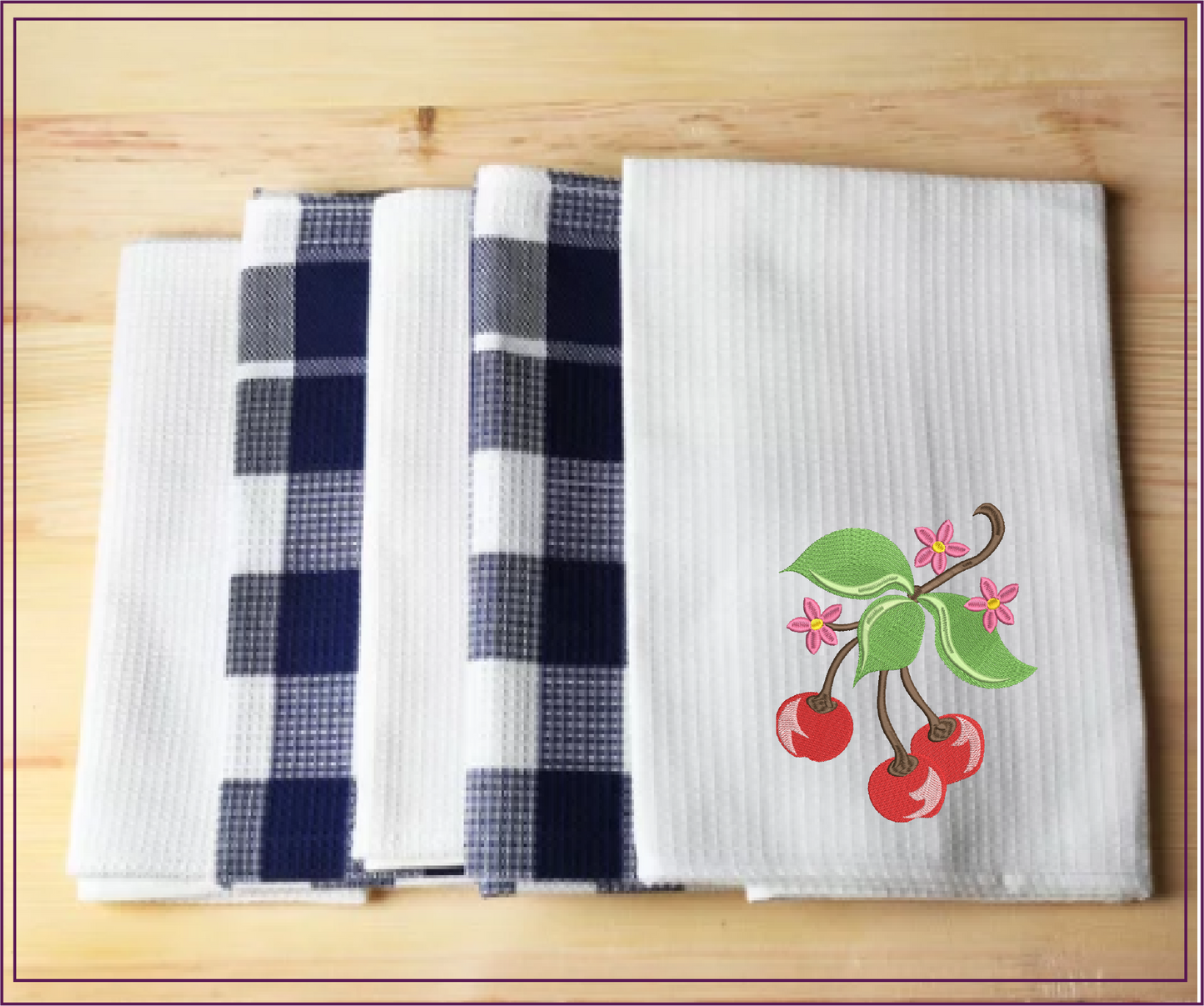 Cherries with Blossom Machine Embroidery Design | Summer Fruit Artistic Drawing | Fruit and Vegetables Design | 8 Sizes (0951)