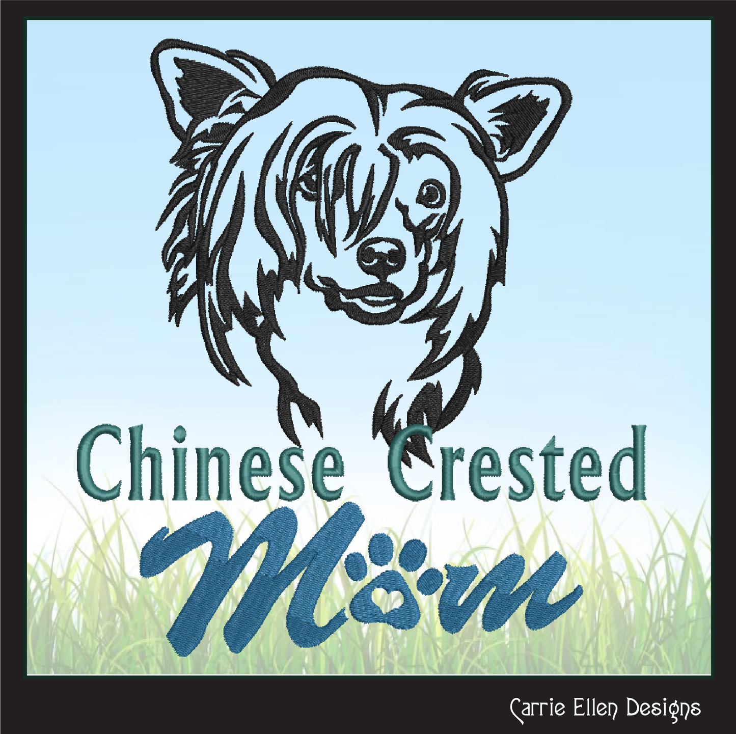 Chinese Crested Mom Machine Embroidery Design – Dog Lover Breed Pattern – 6 Sizes (1604)