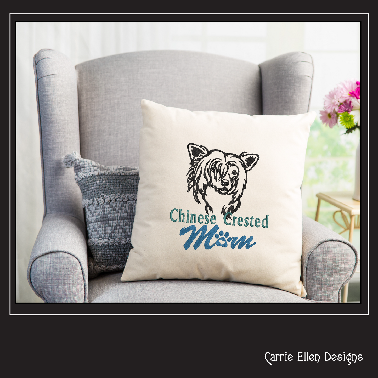 Chinese Crested Mom Machine Embroidery Design – Dog Lover Breed Pattern – 6 Sizes (1604)