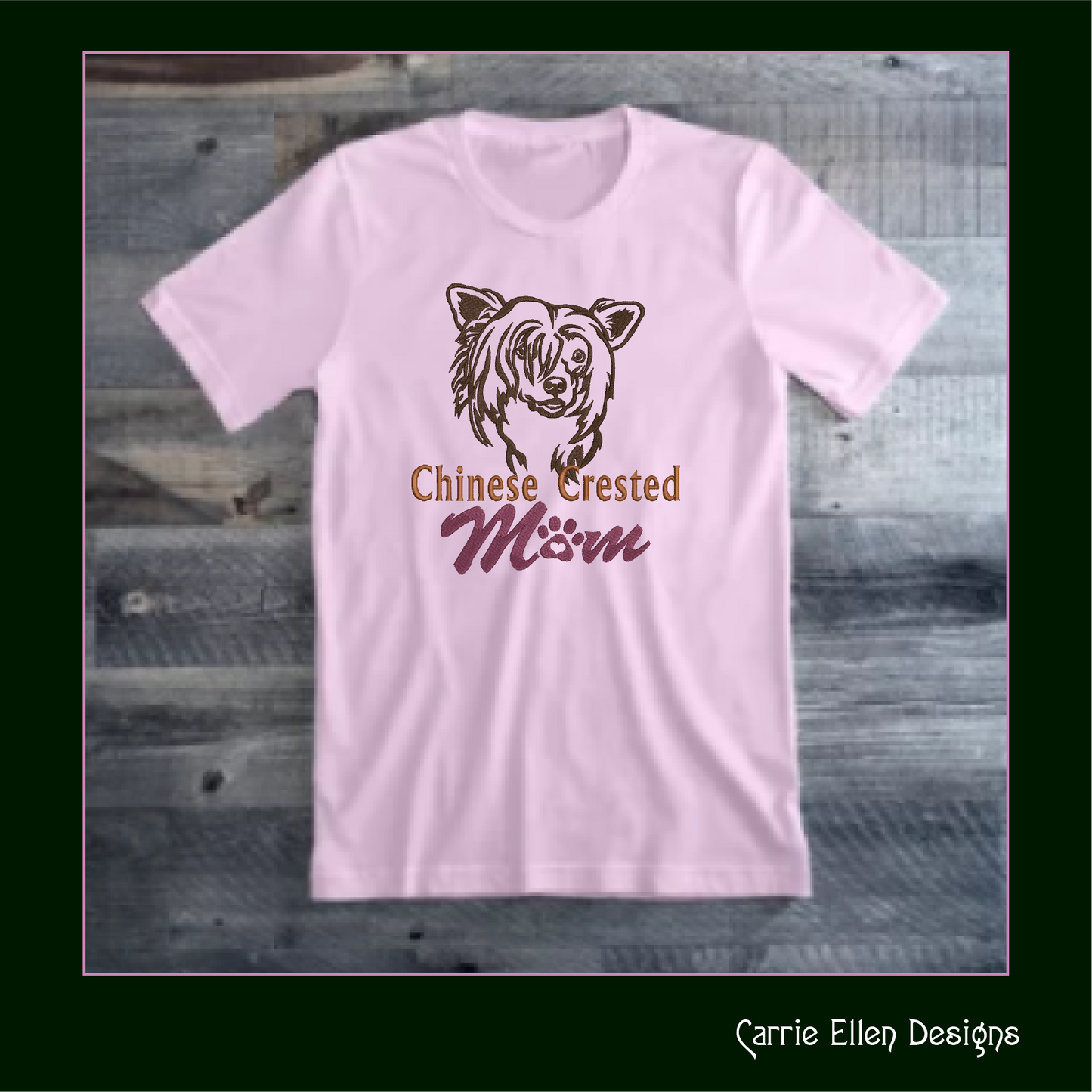 Chinese Crested Mom Machine Embroidery Design – Dog Lover Breed Pattern – 6 Sizes (1604)