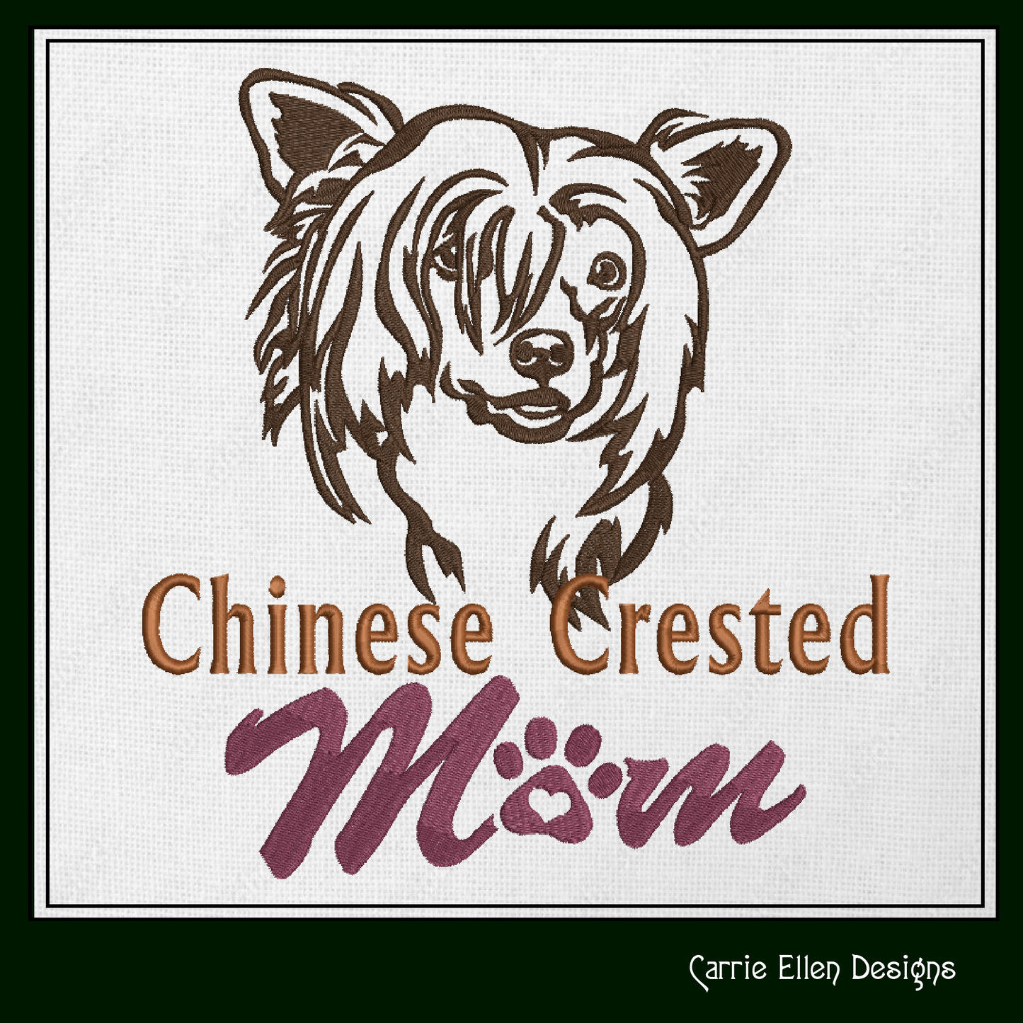 Chinese Crested Mom Machine Embroidery Design – Dog Lover Breed Pattern – 6 Sizes (1604)