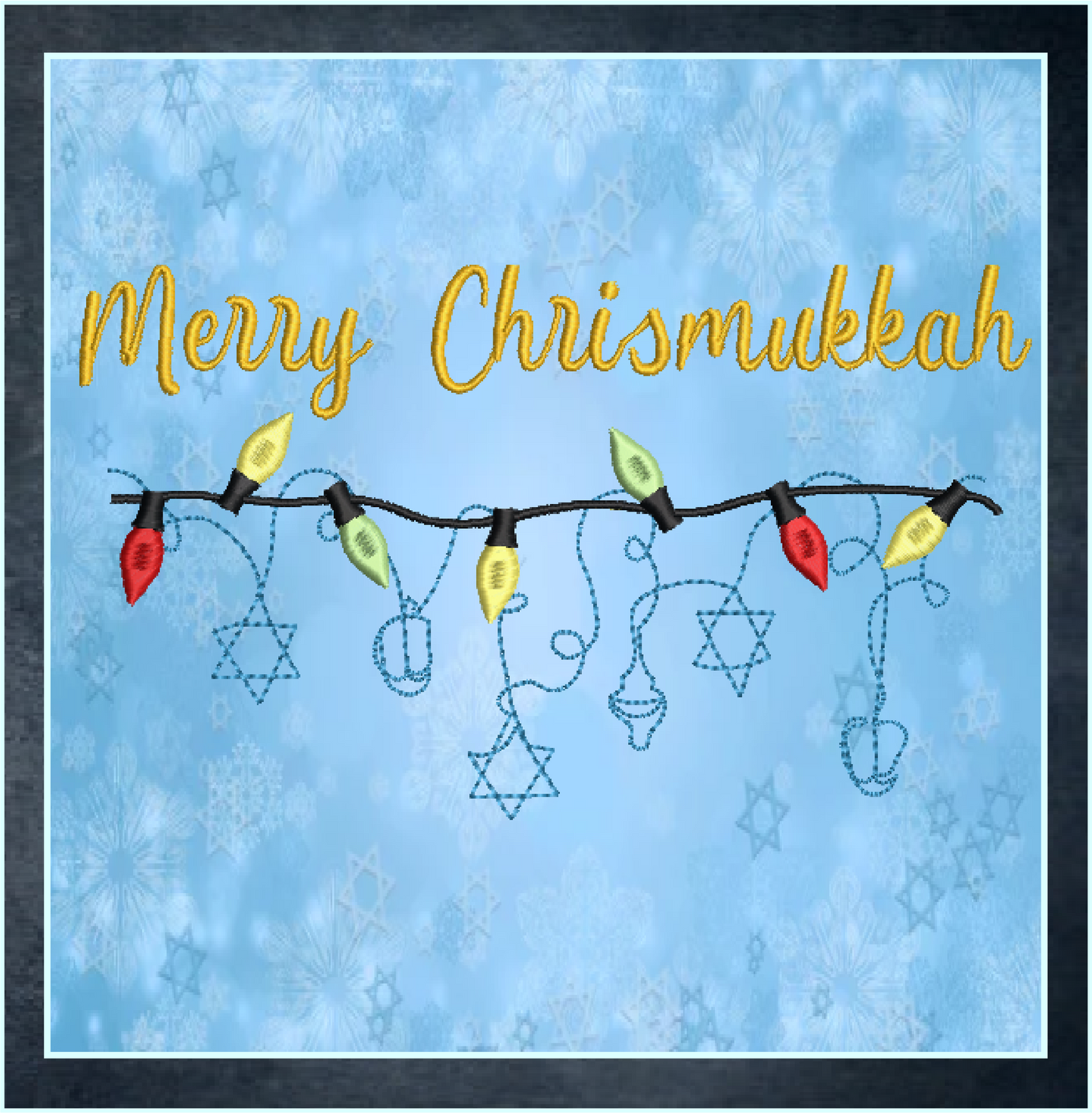 Chrismukkah Machine Embroidery Design, Christmas Light Embroidery Design, Hanukkah Embroidery Pattern, Jewish Christmas, 8 Sizes (0143)
