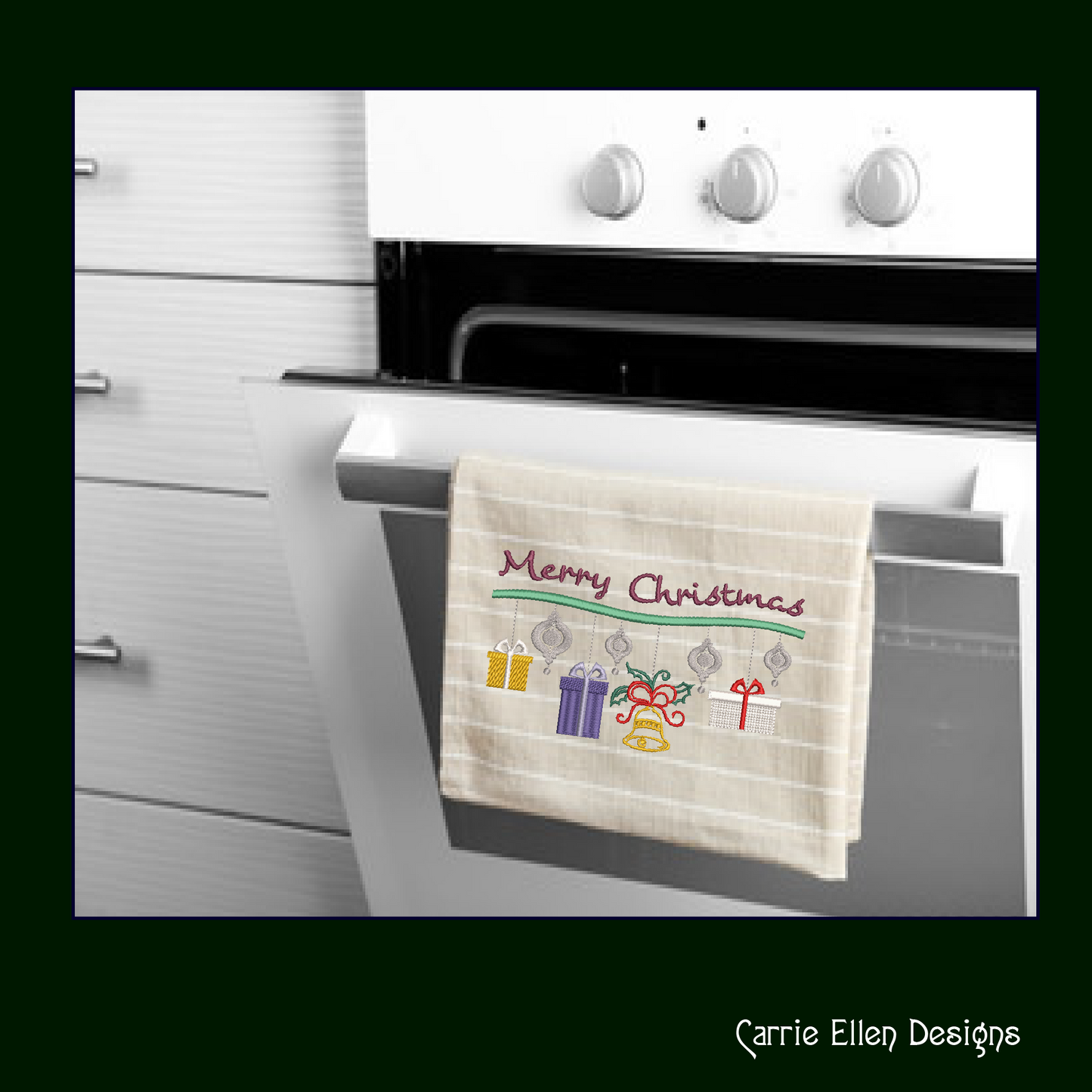 Christmas Machine Embroidery Design – Merry Christmas Mobile Holiday Pattern – 6 Sizes (1189)