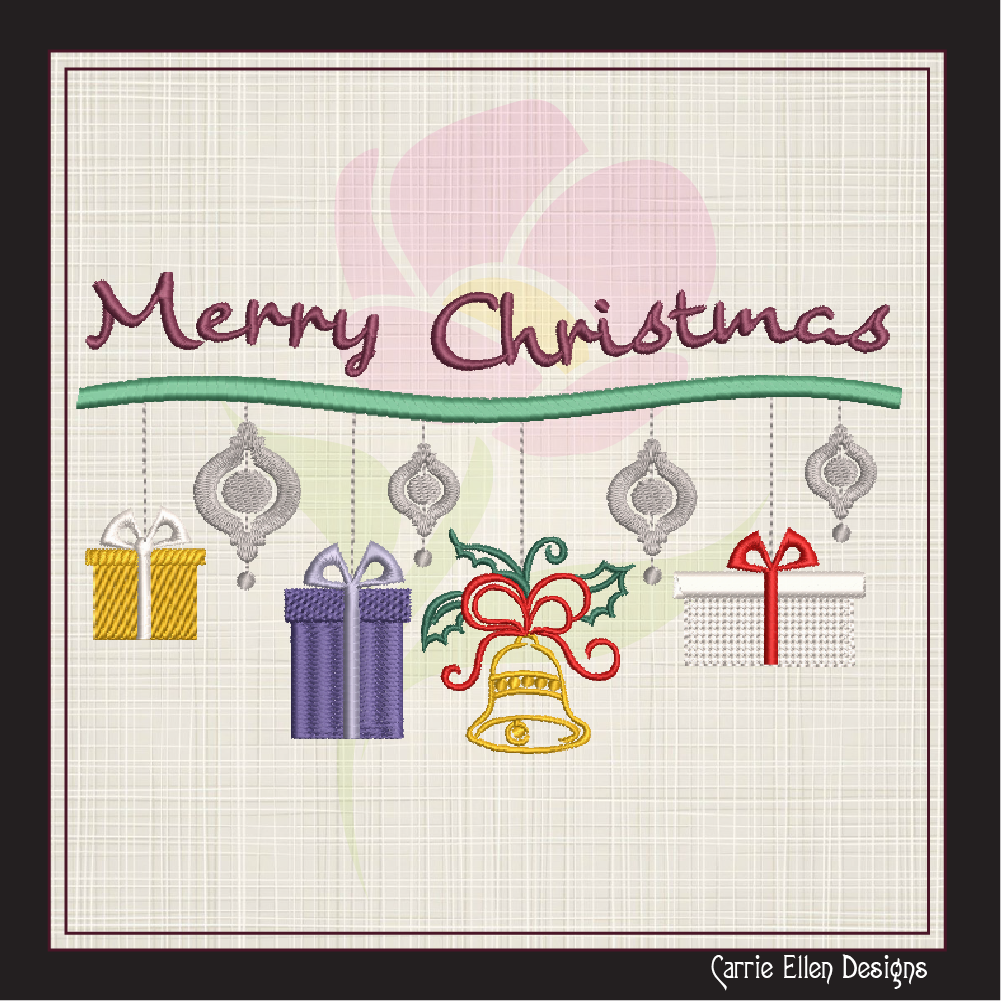 Christmas Machine Embroidery Design – Merry Christmas Mobile Holiday Pattern – 6 Sizes (1189)