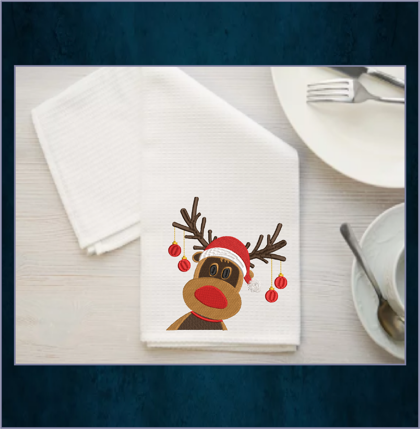 Christmas Machine Embroidery Design | Reindeer with Ornaments | Merry Christmas Embroidery | Holiday Design | 6 Sizes (0882)