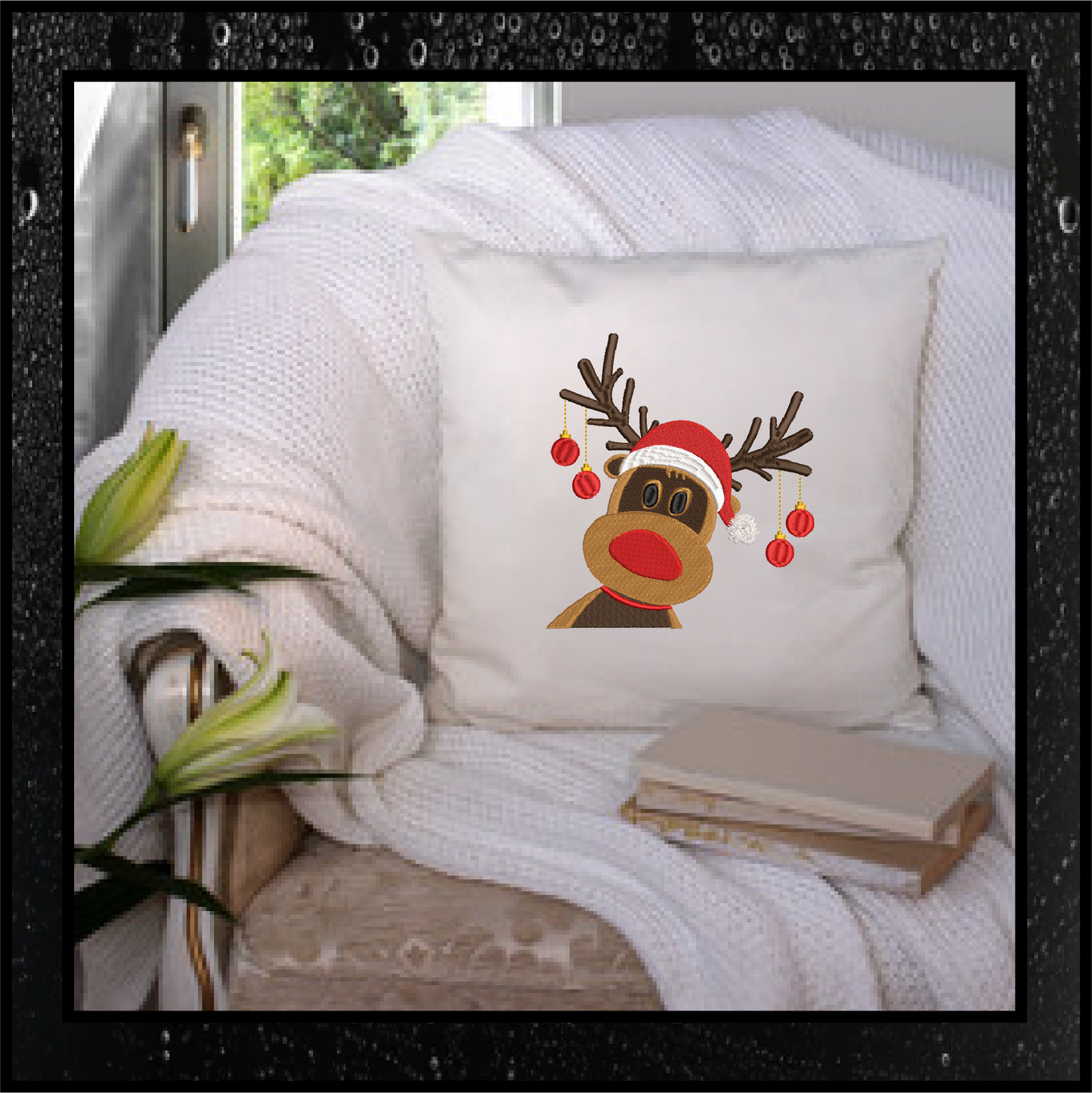 Christmas Machine Embroidery Design | Reindeer with Ornaments | Merry Christmas Embroidery | Holiday Design | 6 Sizes (0882)