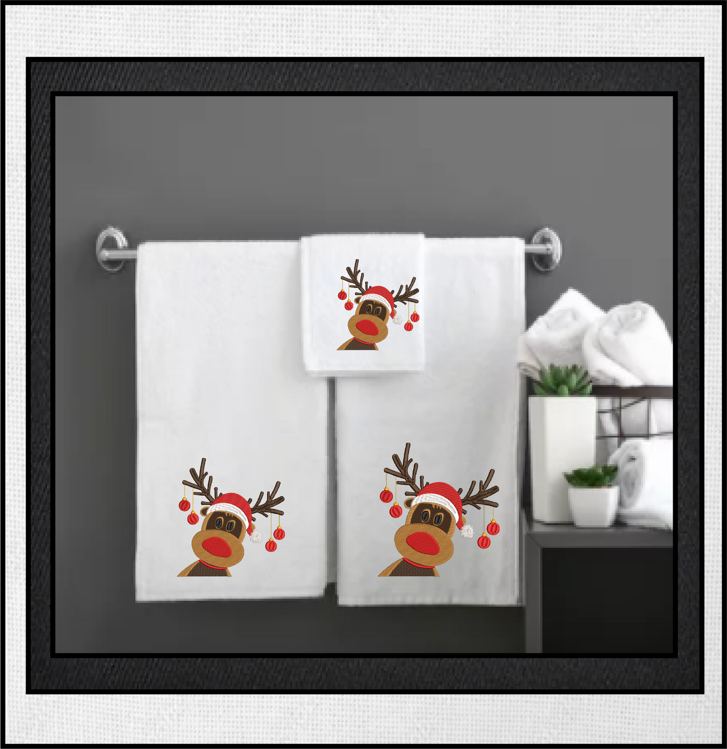 Christmas Machine Embroidery Design | Reindeer with Ornaments | Merry Christmas Embroidery | Holiday Design | 6 Sizes (0882)