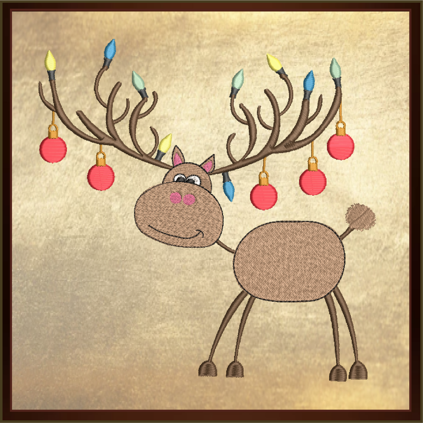 Christmas Reindeer with Ornaments Machine Embroidery Design | Merry Christmas Embroidery | X-Mas Animal Holiday Design | 6 Sizes (0656)