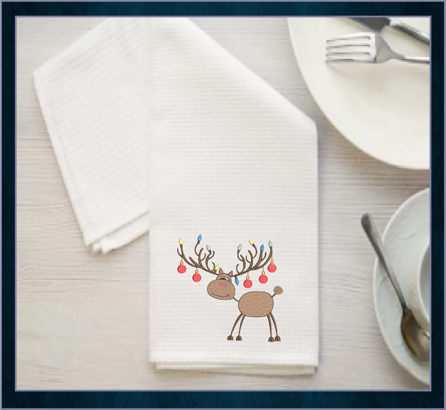Christmas Reindeer with Ornaments Machine Embroidery Design | Merry Christmas Embroidery | X-Mas Animal Holiday Design | 6 Sizes (0656)