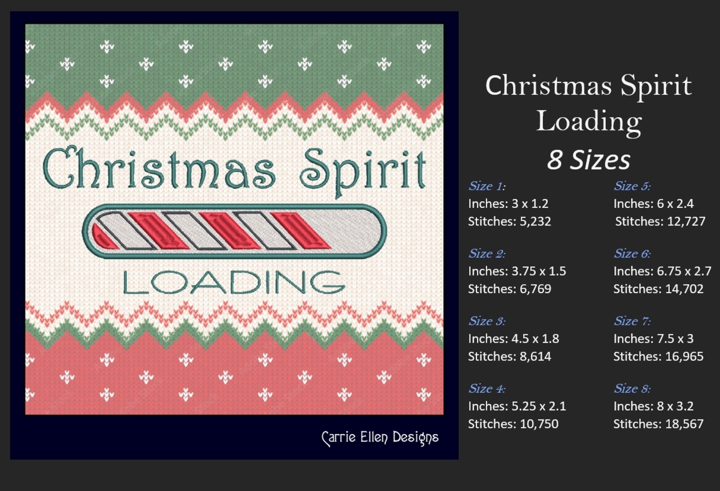 Christmas Spirit Loading Machine Embroidery Design – Holiday Tech Theme, 8 Sizes (1091)