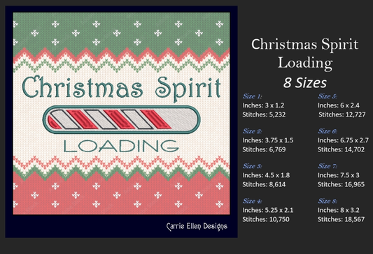 Christmas Spirit Loading Machine Embroidery Design – Holiday Tech Theme, 8 Sizes (1091)