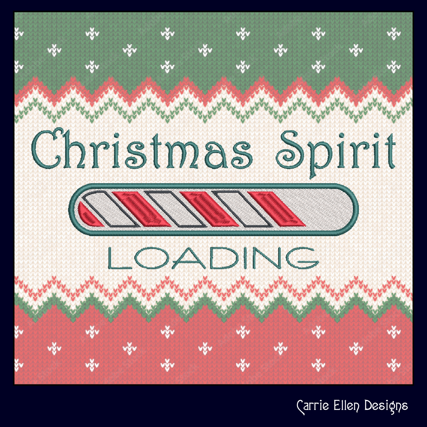 Christmas Spirit Loading Machine Embroidery Design – Holiday Tech Theme, 8 Sizes (1091)